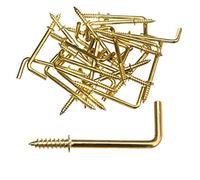 25 x 32mm (1-1/4”in) Brass-Plated Square Shouldered Dresser Hooks - Simple To Install Tapered Screw Head For Easy Installation Into Wood