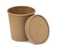 25 x 32oz / 900ml Brown Kraft Disposable Soup Containers with Lids | Heavy Duty Eco-Friendly, Microwave & Freezer Safe | Paper Soup Bowls for Hot & Cold Foods Ideal for Takeaway, Ice Cream & Deli Use