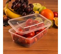 25 x 750ml size Clear Plastic Takeaway Food Containers with Lids Reusable, Non CFC, BPA Free, Recyclable, Microwave & Freezer Safe for home restaurants Hygiene Proof Packing