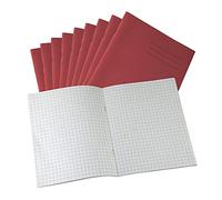 25 x 9x7" Maths Exercise Books (Red Cover) - 48 Pages 7mm Squares - Ideal for Home, School or Office Use.