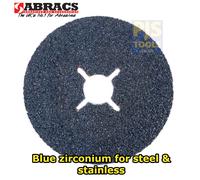 25 x Abracs 125mm 5in zirconium premium sanding fibre discs