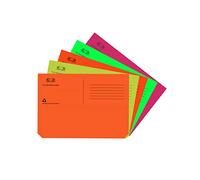 25 x Assorted Colour Expanding File 250gsm Card Paper Folder Neon Document Wallets 100% Recycled Foolscap Half Flap Cardboard Envelope Storage File
