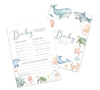 25 x Baby Prediction Cards, Baby-Shower Party Games Advice Card (Sea Animals)