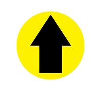25 x black arrow on yellow background - social distancing landscape floor safety sign self adhesive vinyl weather proof label sticker - 15cm x 15cm - (SC-03)