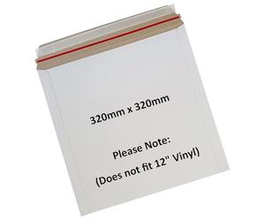 25 x Cardboard Mailer Envelopes Self Seal White Heavy Duty Card 320 x 320mm Wholesale Bulk 32 x 32cm Flat Items Postal Packaging for Calendars 10" Vinyl Records Poster Books DVDs