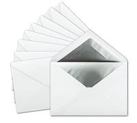 25 x DIN C5 envelopes, 15.7 x 22.5 cm, in white with silver silk lining, wet seal, blank envelopes, postal envelopes without window in C5 format, brand: FarbenFroh by Gustav Neuser.