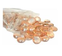 25 x Flat Button Coloured Glass Beads , VASE Craft ++ Pick Colour New (Aqua Blue x 25pc) (25 x Peach)