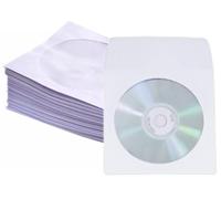 25 x High Grade White CD/DVD/Bluray Paper Disc Sleeve Envelopes with Clear Window 125x125mm