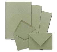 25 x Letter Paper Sets A4 with C6 Envelopes, Wet Seal, Kraft Paper, Green, Recycled Writing Paper with Envelopes, FarbenFroh by Gustav Neuser