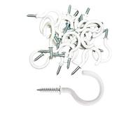 25 x PVC-Coated 32mm (1-1/4”in) Cup Hooks - Wall Ceiling Plastic-covered Metal Screw-in Hooks for Kitchen Office Bedrooms Utility Room Garage