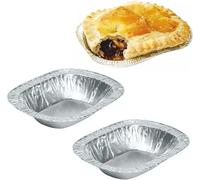 25 x Small Oblong Steak and Kidney Pie Foil Dishes - Rolled Edge | Disposable Aluminium Foil Trays for Baking, Freezing & Cooking | Food-Grade, Oven & Freezer Safe, Ideal for Catering & Home Use