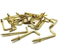 25 x Square Shouldered Cup Hooks 18mm Polished Brass Plated Screw in Hangers