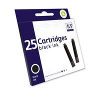 25 x Standard Sized Universal Black Fountain Pen Ink Cartridge Refills
