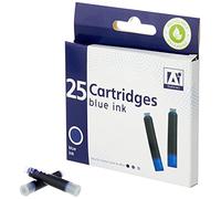 25 x Standard Sized Universal Blue Fountain Pen Ink Cartridge Refills