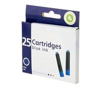 25 x Standard Sized Universal Blue Fountain Pen Ink Cartridge Refills Ideal for School, Home or Office use