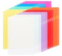 25 x Transparent Plastic Folders A4, Clear Plastic Wallets for File Paper Cover, 8 Assorted Colours A4 Sleeves Wallets, Clear Side Cut File Cover for Work, Report, Project, Presentation