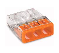 25 x Wago 2273 203 Compact Connecting Terminal Clips - Installation terminal - 3 Way - Transparent/Orange
