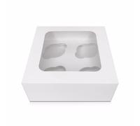 25 x White Cupcake Boxes - 4 Holes