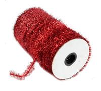 25 Yard Christmas Tinsel Ribbon Red Metallic Thin Tinsel Garland Mini Glitter Gift Ribbon Artificial Wreath Chenille Wire Bending Plush Christmas Decoration Tinsel for Wedding Party (5 Strands)