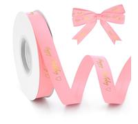 25 Yards Happy Birthday Ribbons For Gift Wrapping Blush Pink Ribbon Cake Ribbon Grosgrain Florist Hair Birthday Cakes Decorations Christmas Gifts Ribbons For Presents Packaging Crafts For Girl Friends