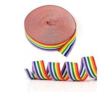 25 Yards Rainbow Ribbon, 2.5cm Wide Double Sided Rainbow Stripe Ribbon, Pride Ribbon, Grosgrain Ribbon, Rainbow Decorative Ribbon for Gift Wrapping, DIY Craft Making, Party Decoration