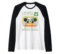 25 Year Old Level 25th Unlocked Birthday Gamer Since 2000 Raglan Baseball Tee