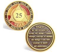 25 Year Sobriety Chips, Tri-Plate 25 Years Sobriety Coins - Serenity Prayer AA Medallions Recovery Chip Anniversary Sober Tokens for Alcoholics Anonymous Recovery Sober Gifts for Men Women
