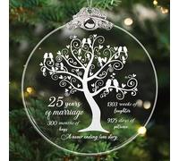 25 Year Wedding Ornament Gift for 25th Anniversary, 25th Anniversary Wedding Ornament, 25 Years As Mr. & Mrs. Christmas Glass Ornament Gift for Couple Husband Wife Married Parents Friends