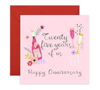 25 Years Anniversary Card Cocktail & Champagne - 'Twenty Five Years Of Us Drinks' - Gifts for Wife, Husband, Spouse, Partner, Honey, Darling - Cheers To Us - Comes with Fun Stickers