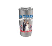 25 Years Married Send Wine 25th Wedding Anniversary Couple Stainless Steel Insulated Tumbler