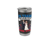 25 Years Married Send Wine 25th Wedding Anniversary Couple Stainless Steel Insulated Tumbler