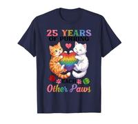 25 Years of Purring Each Other Paws Cute Cats Anniversary T-Shirt