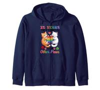 25 Years Of Purring Each Other Paws Cute Cats Anniversary Zip Hoodie
