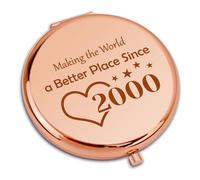 25 Years Old Birthday Gifts Travel Compact Pocket Makeup Mirror for Girls 25th Inspirational Birthday Gifts for Daughter Sisters Niece Granddaughter Round Rose Gold Makeup Mirror