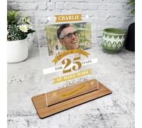 25 Years Service 25th Anniversary Hard Work Photo Banner Gift Employee Plaque - Acrylic Plaque, Personalised Thank You Present Gift Congratulations Present Gift