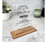 25 Years Service 25th Anniversary Thank You Gift Employee Personalised Plaque - Acrylic Plaque, Personalised Thank You Present Gift Congratulations Present Gift