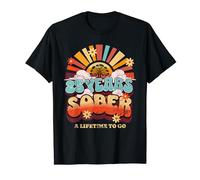 25 Years Sober Recovery Sobriety Anniversary Groovy Retro T-Shirt