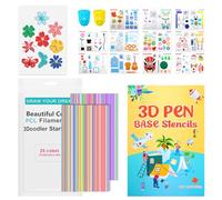 250/300 Pcs 3D Pen Filament Refill Compatible with 3Doodler Start 25/30Colors 2.5mm PCL Low Temperature 3D Pen Filament with Stencil Book Tracing Pad and Finger Caps(250 Pcs)