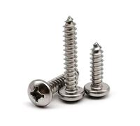 250/300pcs Mix M3 Assortment Set Kit Flat Countersunk Round Pan Head Self Tapping Wood Screw 304 A2-70 Stainless Steel(Round head 250pcs)