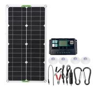 250/500w Solar Panel Kit - 10/20/30a Controller, Monocrystalline Solar Panel, W/4 Suction Cups & 2 Carabiners, Dual Usb, For 12v/24v Battery Charging, 250W, 10Acontroller