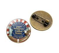 250 Anniversary USA Lapel Pin Vintage Silver Independence Day 250 Years Of Freedom Eagle 1776-2026 Celebration, M, Alloy Steel, no gemstone
