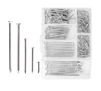 250 Assorted Flat Head Nails Perfect for Wood and Hanging Pictures, Long, Medium and Small Wall Nails for DIY and Crafts, Home Décor, Woodwork, Furniture and Construction, Silver