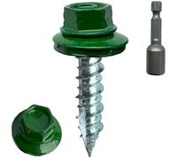 (250) BRAUNY BOY Forest Green - Metal Roofing Screws #10 × 1 Inch, Rubber Washer, Sharp Point, Metal to Wood Siding Screws - Green Qty (250) Screws