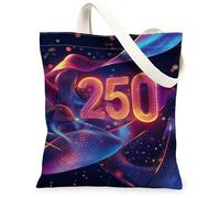 250 Canvas Tote Bag for Women, Modern Abstract Waves Particles None Blue Washable Reusable Small Tote Bags for Shopping Bru, Blue, 13x15 Inch