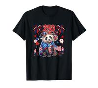 250 Costume Proud 4th July US Flag Panda Bow Tie Floral T-Shirt
