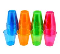 250 Count Neon Shot Glasses, 1oz Disposable Muilt Hard Plastic Cups,Whisky cups for party