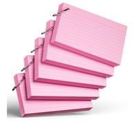 250 Count Pink Index Cards with Ring 3 x 5 Inch Heavyweight Ruled Index Cards, Flash Cards for School & Office Supplies and Home Organization, Durable Study To Do List Note Cards with Ruled Lines