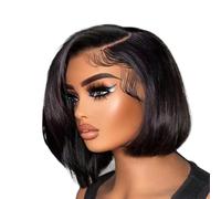 250% Density 13x6 HD Lace Front Human Hair Straight Short Bob Glueless Wigs Frontal Beautiful(10inches)