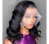 250% Density Body Wave Short Bob Wigs Human Hair Water Wavy Transparent Lace Frontal Wigs