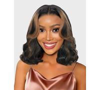250 Density Curtain Bangs Face-Framing Highlight Bob Human Hair Wig 6x6 Glueless Wigs Human Hair Pre Plucked Pre Cut Bob Loose Body Wave Lace Closure Wigs 1B30 Color 14 Inch
